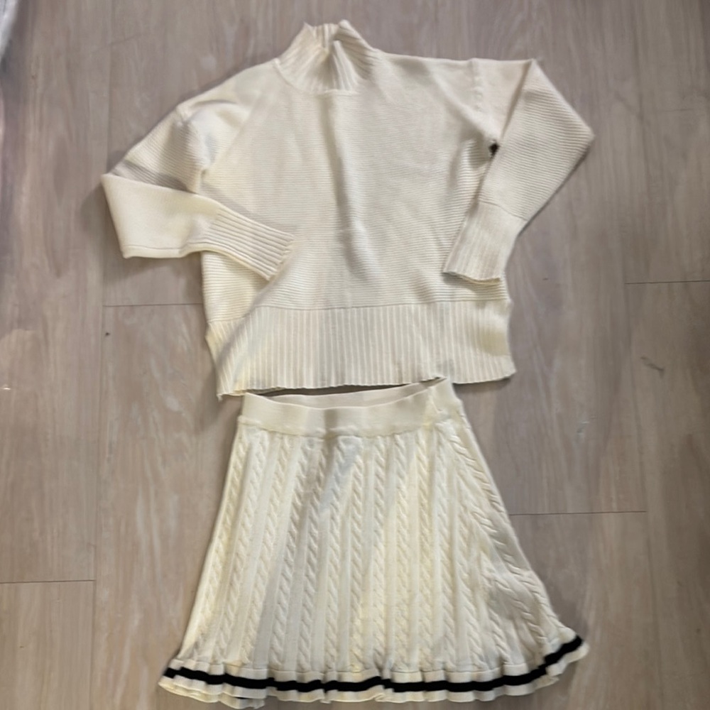 Cream Sweater (sz S) and Skirt (s) Set perfect for holiday